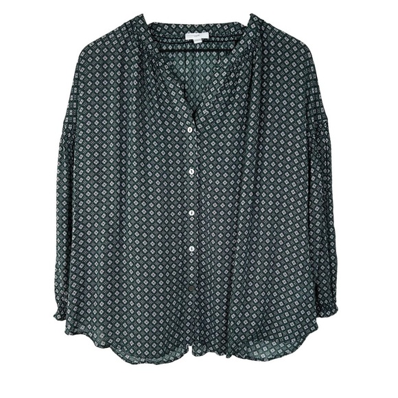 J. Jill Floral Green button down Blouse, Size L - Picture 1 of 6